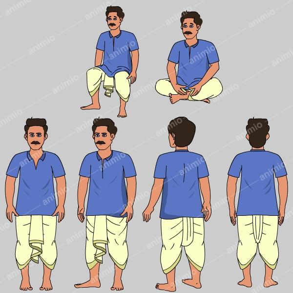 Village Man Character for Adobe Animate CC