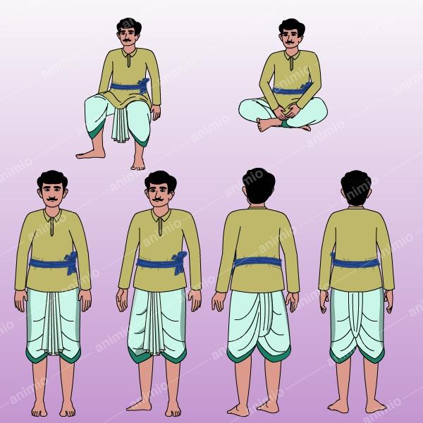 2d Village Man Character for Adobe Animate CC