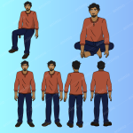 2D Rigged  Man Character for Adobe Animate