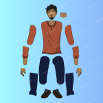 2D Rigged  Man Character for Adobe Animate