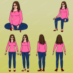 2D vector cartoon woman