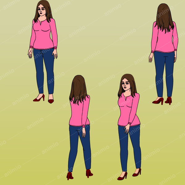 2D vector cartoon woman